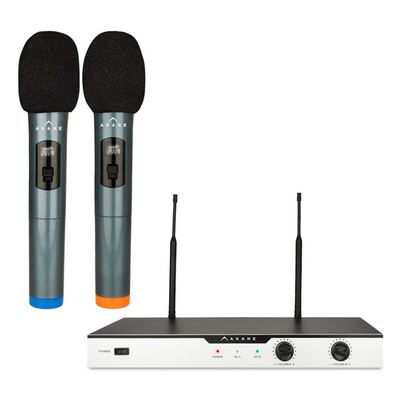 2 Microfonos Inalambricos Con Receptor Karaoke Conferencias Color Negro