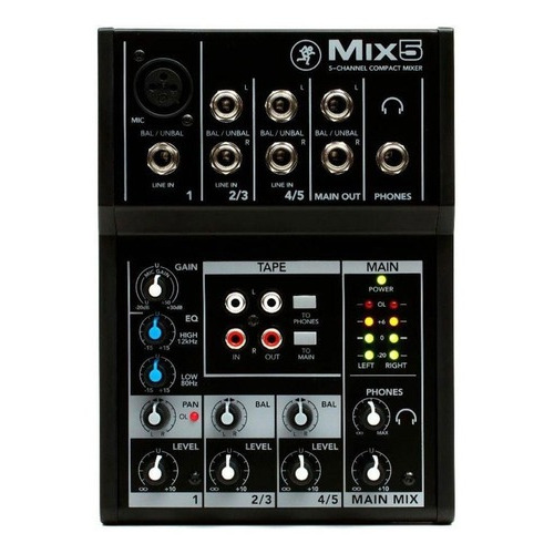 Mesa de sonido Mackie Mix5 Phantom Power de 48 V, 5 canales y 4,8 V