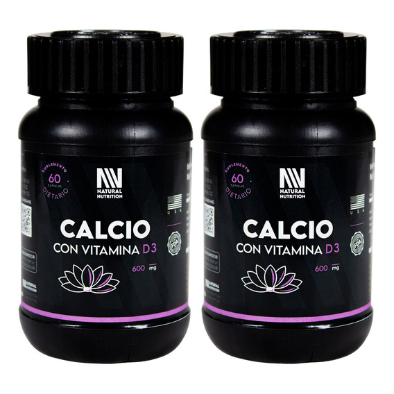 Natural Nutrition Kit X2 Calcio Vitamina D3 Suplemento 60c