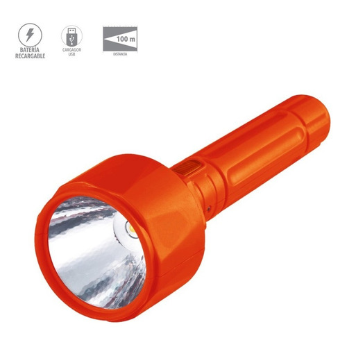 Linterna Luz Led 1w Batería Recargable 6h 70lm Tecnolite Color de la carcasa Naranja Color de la linterna Naranja Color de la luz LUZ DE DÍA 5 VDC