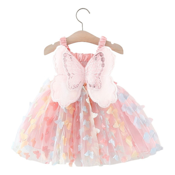 Vestido De Malla Con Decoración Mariposa Para Bebé 3-18 M