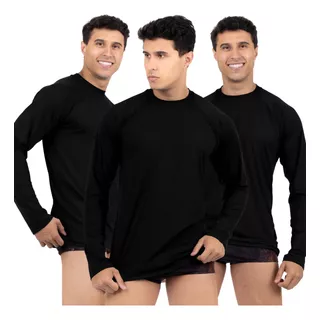 Kit 3 Camisetas Térmicas Masculina Segunda Pele Camisa Uv 50