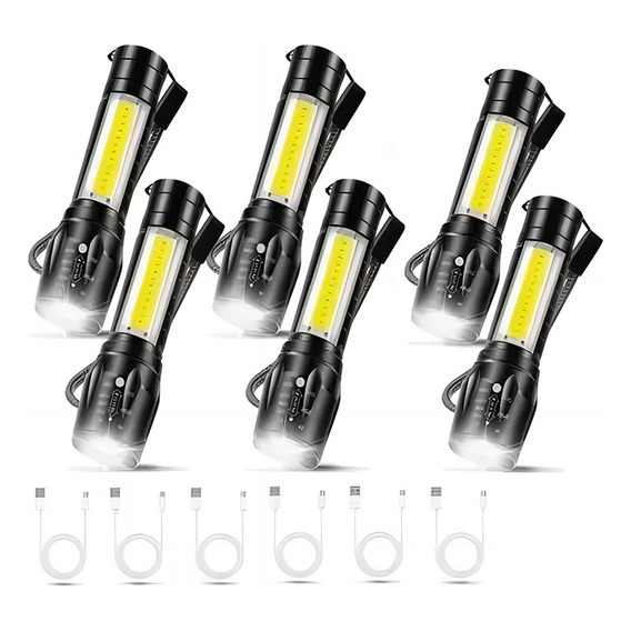 6 Pack Led Lamparas Tactica Recargables Linterna Potentes