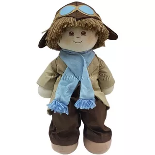 Boneco De Pano Aviador 45cm - Nicho Quarto Bebê Decoração