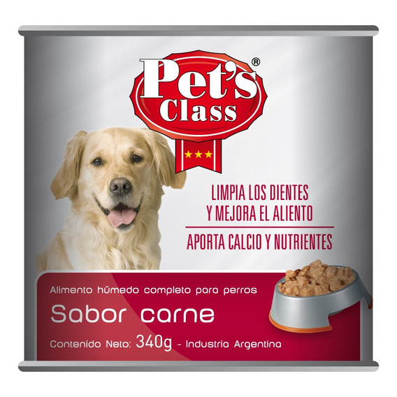 Alimento Humedo Perro Adulto Sabor Carne 340 Gr Pet's Class