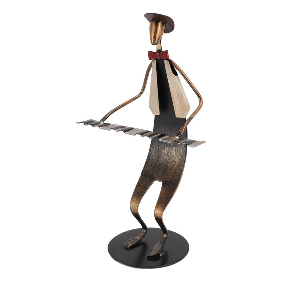 Figura De Pianista De Metal Con Base Estable, Elegante Y Dec