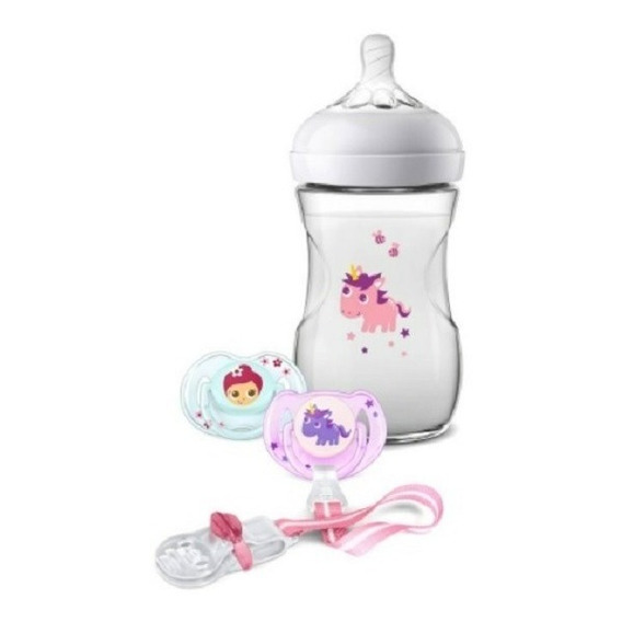 Set Mamadera Philips Avent, Dos Chupetes Y Porta Chupete