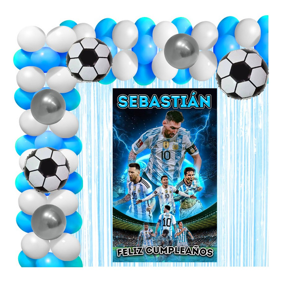 Messi Futbol Kit Decoración Fiesta Cumple Globos Argentina