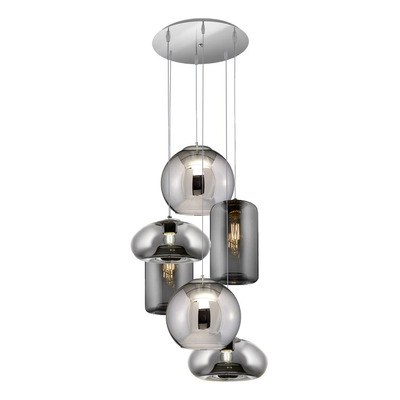 Colgante 6 Luces Desigual Fume Base Redonda Apto Led E27