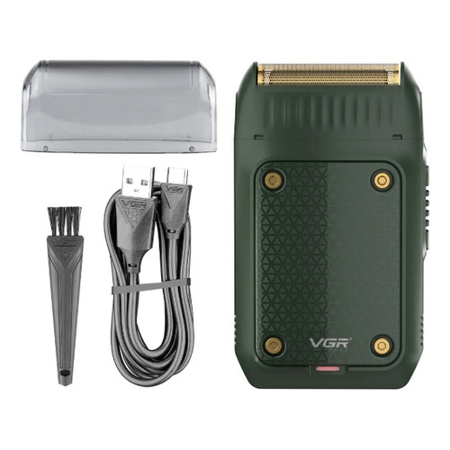 Afeitadora eléctrica recargable profesional Shaver Vgr, USB, color verde oscuro, 5 V