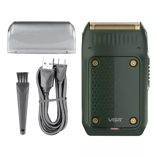 Afeitadora Eléctrica Recargable Profesional Shaver Vgr, Usb, Color Verde Oscuro, 5 V