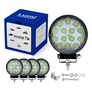 Kit 4x Farol Led De Milha Automotivo Redondo Mini 42w Bivolt