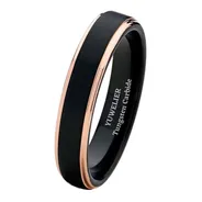 Anillo De Tungsteno Slim Black & Gold Borders 
