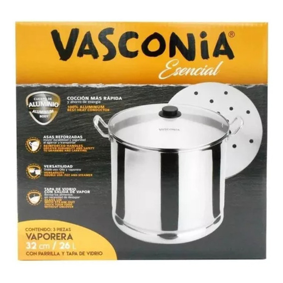 Vaporera De Aluminio  Vasconia Esencial Para Tamales 26 L