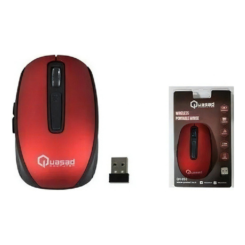 Mouse Inalámbrico Recargable Quasad Qm-850 1600dpi Usb Black Color Rojo