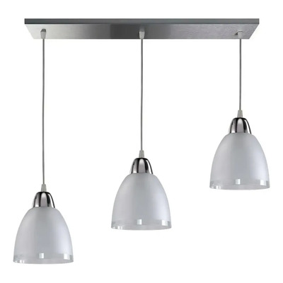 Colgante 4 Luces Vidrio Base Acero Cuadrada Deco Apto Led Satinado