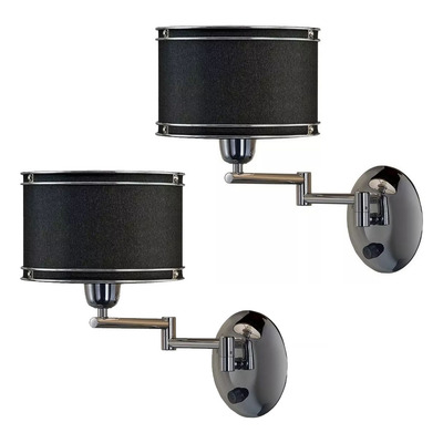 Pack X 2 Aplique Brazo Movil Cromo Con Tecla Negro