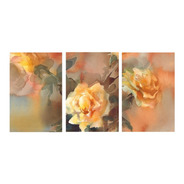 Kit 3 Quadros Floral Abstrato 60x40 Para Sala Quarto R4