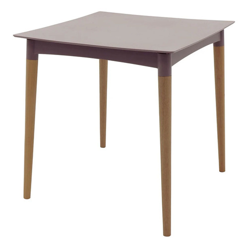 Mesa Diana Tramontina En Pp De Textura Lisa Con Patas Madera Tapa Beige Patas Natural