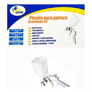 Pistola De Pintura Gravidade Guepar G3 Leve + Engate Cor Cinza