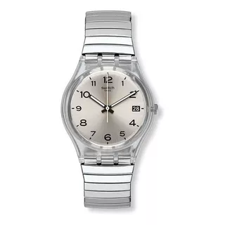 Reloj Swatch Silverall Silverall Color De La Malla Plateado Color Del Bisel Plateado Color Del Fondo Plateado
