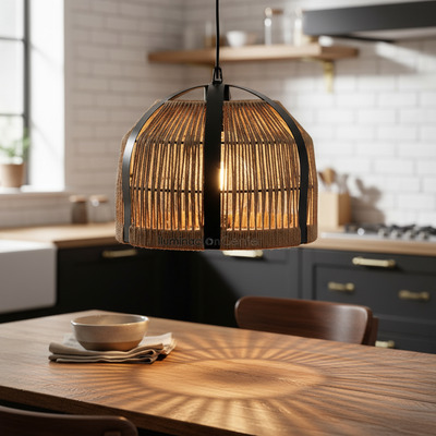 Colgante Gisele Ø40cm Metal Negro 1xe27 Yute