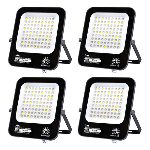 50w Reflector Led Exterior Megaluz R34w50 5500lm Ip65--4pzs Carcasa Negro Luz Blanco frío