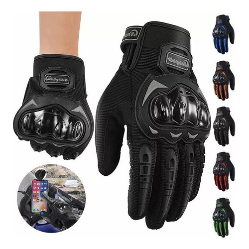 Guantes Proteccion Pantalla Táctil De Dedo Para Motocicleta Color Negro Talla M