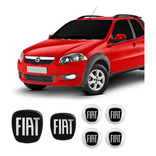 Kit 6 Adesivos Emblema Fiat Preto Strada Resinados 2006/2020