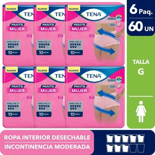 Pañales para adultos descartables Tena Tena Pants Pants Mujer Grande x 10 u