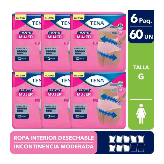 Pañales para adultos Tena Pañal Pants Mujer G x 10 u