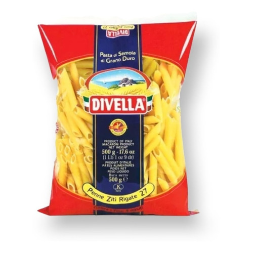 Fideos Divella Penne Ziti Rigate 500g 100% Italia