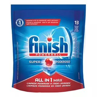 Detergente Finish All In 1 Max Powerball Tablete Original Em Pouch 13 Un