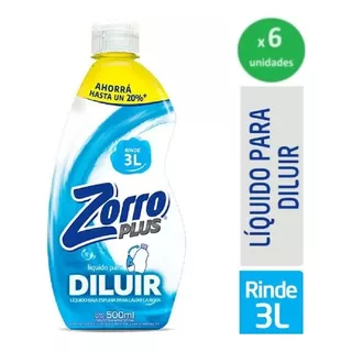 Pack Detergente Ropa Liq Zorro P/diluir 500ml Plus  X 6 Un