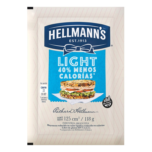 Mayonesa Hellmann's Light en sachet 118 g