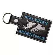 Llavero Malvinas Argentinas Islas Bordado Cuero Eco Argolla