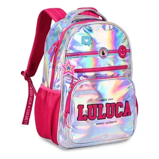 Mochila De Costas Escolar Luluca Youtuber Menina Holográfica