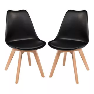 Kit 2 Cadeiras Leda Preta - Charles Eames