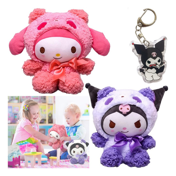 2 Pcs Muñeco Peluche Kuromi De My Melody,25cm Violeta Y Rosa