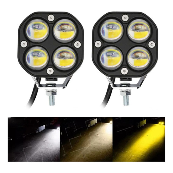 Par Faros De Lupa Doble Color Exploradoras Para Auto Moto