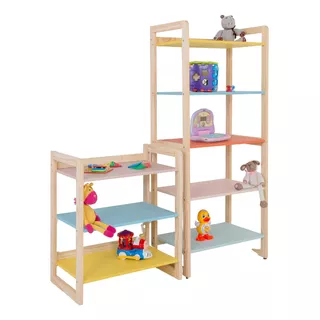 Conjunto Com 02 Estante Organizadoras Infantil Decorativa Cor Colorido