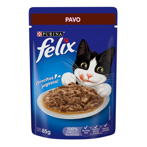 Alimento Felix Sensaciones para gato adulto sabor pavo en sobre de 85g
