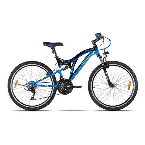 Mountain bike Aurora MTB 600 DSX R26 18v frenos v-brakes cambio Shimano Tourney TZ color azul/negro con pie de apoyo  