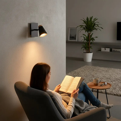 Aplique 1 Luz Eleanor Negro Con Madera Base Apto Led Mks Negro/madera