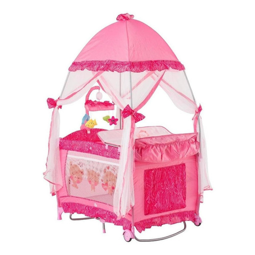 Starkids Cuna Corral Draco Con Toldo Color Rosa