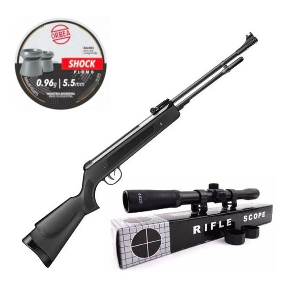 Combo Rifle De Aire Chumbera 5,5 + Mira 4x20 + Chumbos