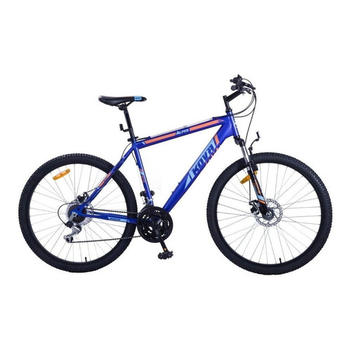 Mountain bike masculina Kova Alpes R27.5 21v cambios Shimano color azul/celeste con pie de apoyo