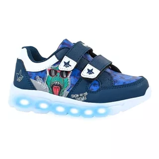 Zapatillas Footy Con Luz Led Y Abrojos Dinosaurio 