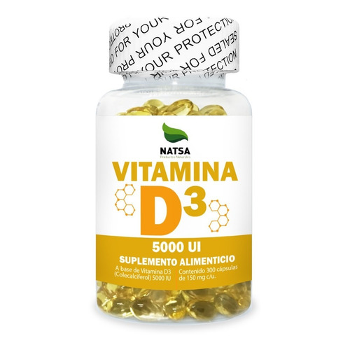 Vitamina D3 5,000 Iu, 300 Softgels Sabor N/A