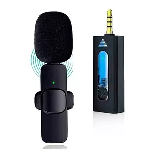 Un Microfono Inalambrico Solapa 3.5 Camara Parlante Celular Pc Color Negro